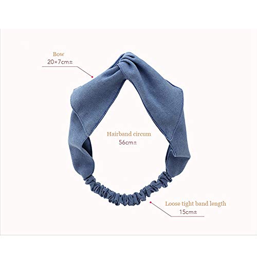 Vinchas - Simple De Ala Ancha Muchacha Hairband, Lavado De Cara / Maquillaje / Deportes / Anillo De Fitness, Dril De Algodón Material, Suave / Transpirable / Agradable A La Piel, Azul, Circum Los 56CM