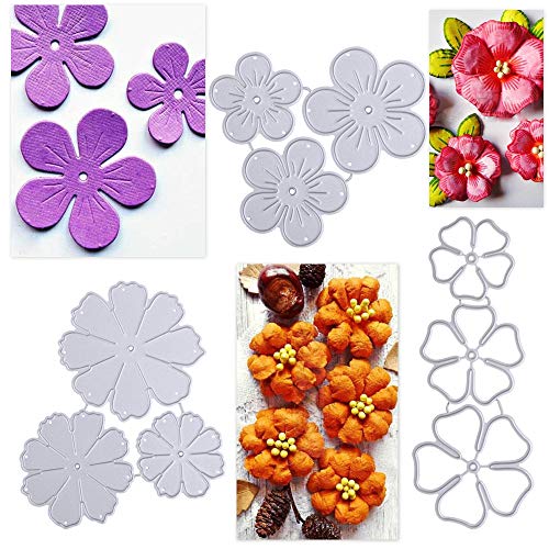 VINFUTUR 3pcs Troqueles Scrapbooking Flores Troqules Corte Metal Plantillas Troquelado Cutting Dies para Decoración Tarjetas Álbum Recorte Artesanía Papel DIY Manualidad Regalo