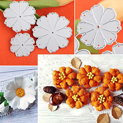 VINFUTUR 3pcs Troqueles Scrapbooking Flores Troqules Corte Metal Plantillas Troquelado Cutting Dies para Decoración Tarjetas Álbum Recorte Artesanía Papel DIY Manualidad Regalo
