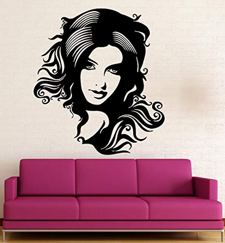 Vinilo etiqueta de la pared caliente sexy pelo largo chica peluquería peluquería cabello spa salón de belleza dormitorio decoración del hogar tatuajes de pared arte mural cartel