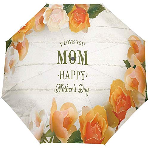 Vintage Happy Mother 's Day Auto Paraguas Regalos para mamá Clavel Flores Paraguas A Prueba de Viento