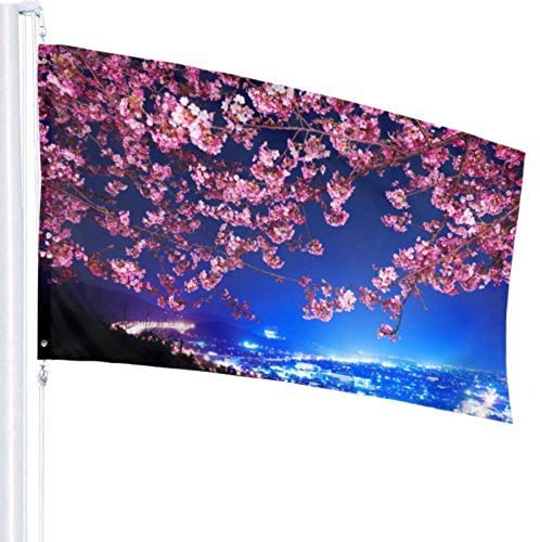 Viplili Banderas Mimura Japan Sakura Cherry Blossom Highway City Ni Room Decor Flags Flag Prints 3x5 Feet Vibrant Colors Polyester and Brass Grommets