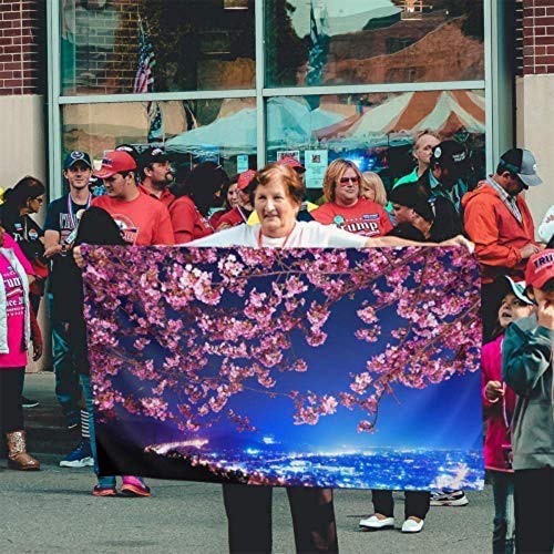 Viplili Banderas Mimura Japan Sakura Cherry Blossom Highway City Ni Room Decor Flags Flag Prints 3x5 Feet Vibrant Colors Polyester and Brass Grommets