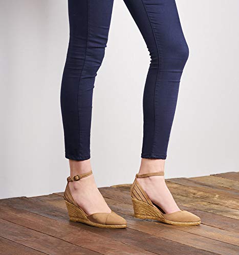 VISCATA Hecho a mano en España Ullastret Suede 3" Cuña, Moda Tobillera, Puntera Cerrada, Tacón Alpargatas Clásico, Azul (Marino), 35 EU