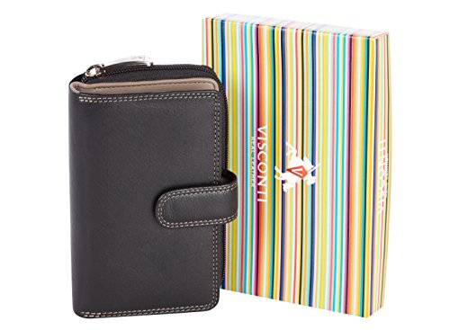 Visconti Monedero de Cuero de Mujer Bifold Rio Monedero combinación de Cuero (CD22 (Blk Taupe)
