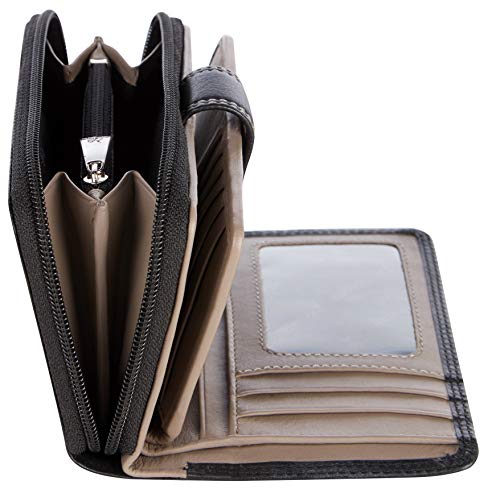 Visconti Monedero de Cuero de Mujer Bifold Rio Monedero combinación de Cuero (CD22 (Blk Taupe)