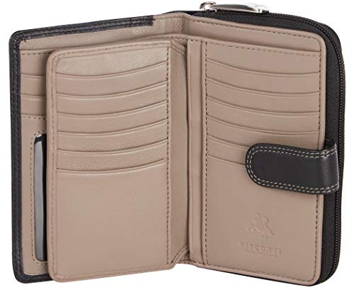 Visconti Monedero de Cuero de Mujer Bifold Rio Monedero combinación de Cuero (CD22 (Blk Taupe)