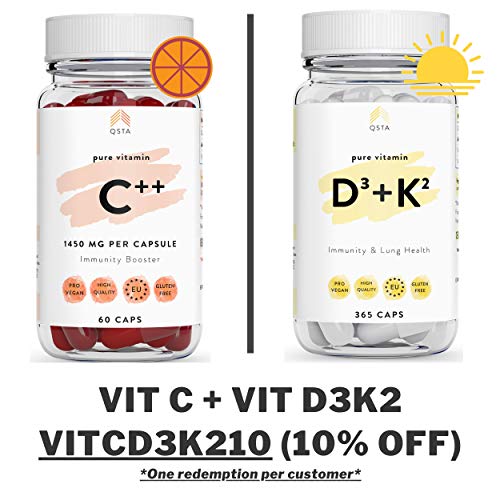Vitamina D3 + K2 (365 DIAS) - Vitamina D + Vitamina K, Mejora el Sistema Inmune, Funcion Muscular, Protege los Pulmones y Mejora Huesos/Dientes - Sin Gluten & Sin Soja +MEDICOS