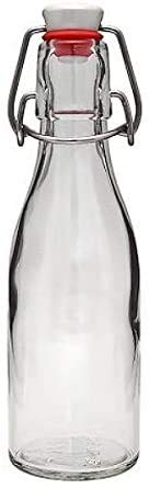 Viva-artículos de Uso doméstico - 4 Botellas de Cristal 200 ml con Cierre de Clip para llenar con un Embudo diámetro 7 cm