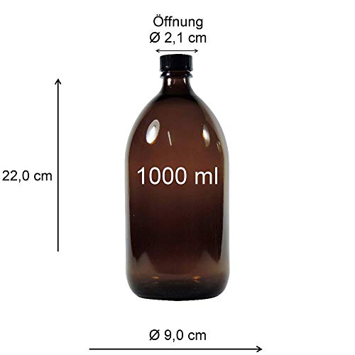 Viva Haushaltswaren frascos de Farmacia, Medicinal de/braunglasflasche inkulsive un Etiqueta identificadora, Vidrio, marrón, 1 x 1000ml