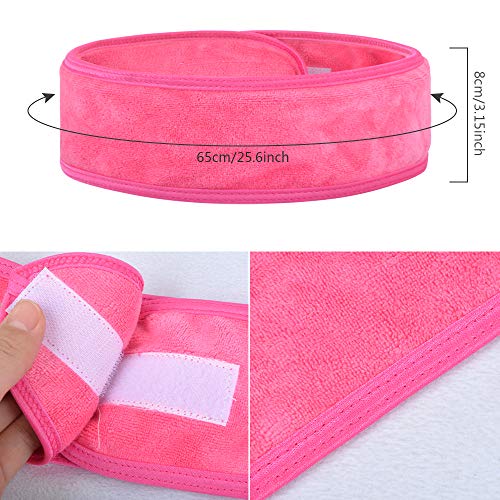 VIVOTE Diadema Maquillaje 4 Paquetes, Diadema de Spa Ajustable, Diadema Facial de Tela Suave para Lavado de Cara y Ducha, Colores Variados