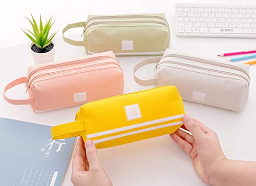 VLUNT Estuches Escolares 2 Cremalleras, Bolsa para Lápices de lona para Estudiantes y Empleado de Oficina, 4pcs