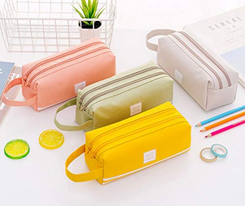 VLUNT Estuches Escolares 2 Cremalleras, Bolsa para Lápices de lona para Estudiantes y Empleado de Oficina, 4pcs