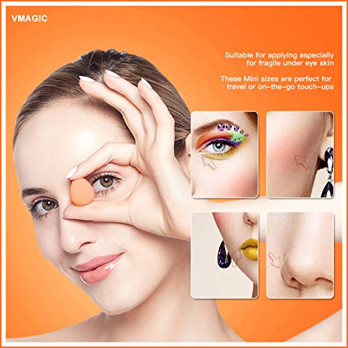 Vmagic - 5 miniesponjas de maquillaje mezcladoras, de calidad prémium, esponjas de base para un acabado perfecto, para aplicar base e iluminador (color aleatorio).