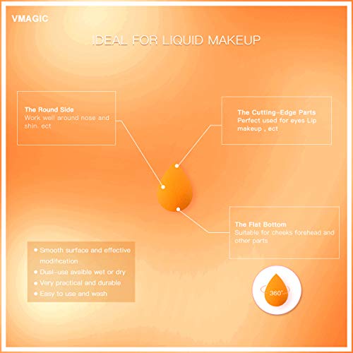 Vmagic - 5 miniesponjas de maquillaje mezcladoras, de calidad prémium, esponjas de base para un acabado perfecto, para aplicar base e iluminador (color aleatorio).