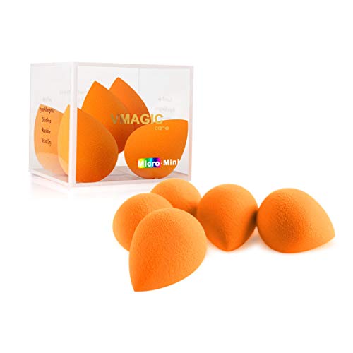 Vmagic - 5 miniesponjas de maquillaje mezcladoras, de calidad prémium, esponjas de base para un acabado perfecto, para aplicar base e iluminador (color aleatorio).