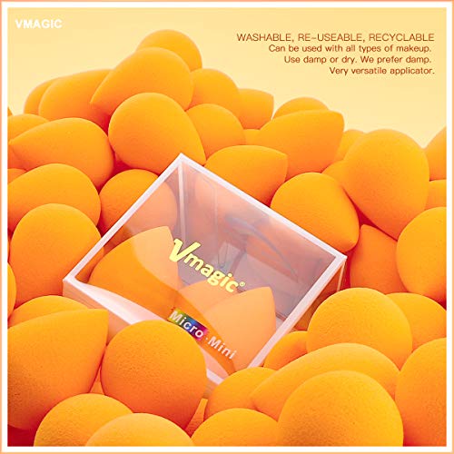 Vmagic - 5 miniesponjas de maquillaje mezcladoras, de calidad prémium, esponjas de base para un acabado perfecto, para aplicar base e iluminador (color aleatorio).