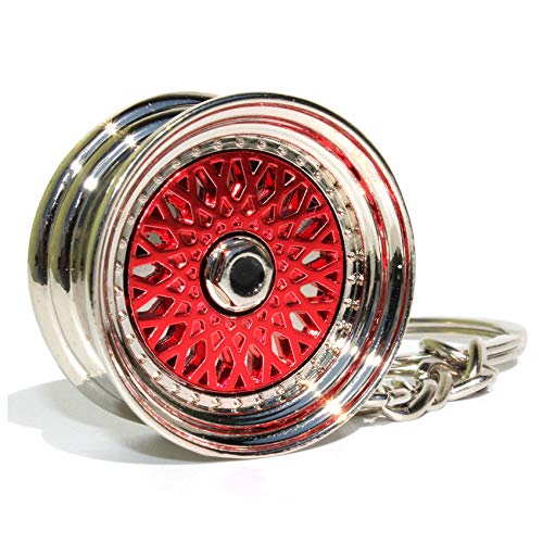 VmG-Store BBS Style - Llavero con llanta de color negro mate y cromado