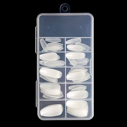 VOANZO 100 Unids Cubierta Completa Natural Uñas Falsas Puntas Falsas Con Caja Artificial Fake Nails Art Acrílico Manicura Gel para Salones de Uñas DIY Nail Art