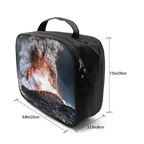 Volcán Erupción Humo Chispas Lava Fuego Viaje Maquillaje Tren Estuche Maquillaje Cosmético Organizador Portátil Bolsa de Almacenamiento de Artista