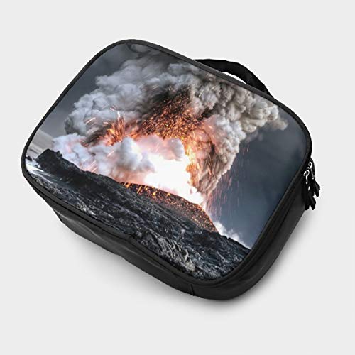 Volcán Erupción Humo Chispas Lava Fuego Viaje Maquillaje Tren Estuche Maquillaje Cosmético Organizador Portátil Bolsa de Almacenamiento de Artista