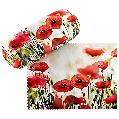 VON LILIENFELD Estuche Gafas Funda Ligeramente Estable Colorido Regalo Mujer Motivo Floral Amapolas