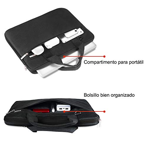 Voova 15.6 14 15 Pulgadas Maletin Funda de Ordenador Portatil, Bandolera Bolsa Protectora Upgrade Compatible para MacBook Pro Retina 2020,Surface Book 3 2 XPS Envy Yoga Chromebook,HP ASUS Acer,Negro
