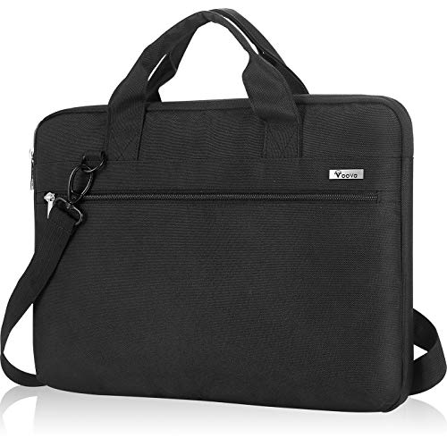 Voova 15.6 14 15 Pulgadas Maletin Funda de Ordenador Portatil, Bandolera Bolsa Protectora Upgrade Compatible para MacBook Pro Retina 2020,Surface Book 3 2 XPS Envy Yoga Chromebook,HP ASUS Acer,Negro