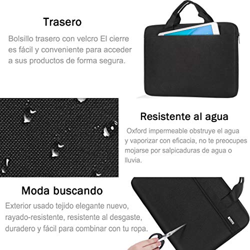 Voova 15.6 14 15 Pulgadas Maletin Funda de Ordenador Portatil, Bandolera Bolsa Protectora Upgrade Compatible para MacBook Pro Retina 2020,Surface Book 3 2 XPS Envy Yoga Chromebook,HP ASUS Acer,Negro