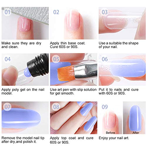 Vrenmol Poly Gel Polygel Nails Builder Enhancement Glitter Diamond Style Nail Gel Mix Extension UV Gel Polish Easy Trendy Beginner DIY Nail Art for Lady 6PCS-15g