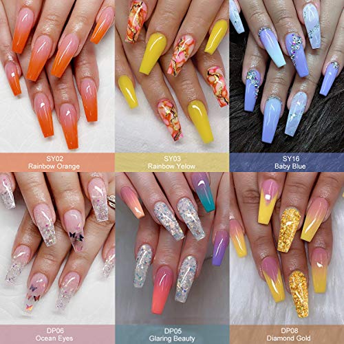 Vrenmol Poly Gel Polygel Nails Builder Enhancement Glitter Diamond Style Nail Gel Mix Extension UV Gel Polish Easy Trendy Beginner DIY Nail Art for Lady 6PCS-15g
