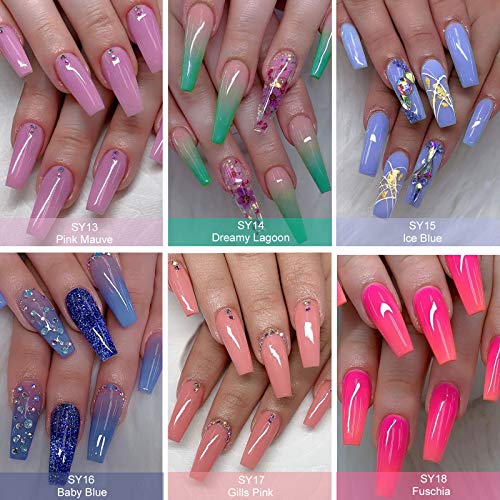 Vrenmol Poly Gel Polygel Nails Builder Enhancement Glitter Nail Gel Diamond Style Mix Extension UV Gel Polish Easy Trendy Beginner DIY Nail Art for Lady 6PCS-15g