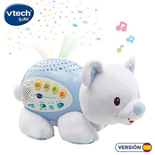 VTech Baby - Ártico estrellitas, Proyector de bebe con música relajante para ayudarle a dormir, historias, sonidos de la naturaleza, rimas infantiles y canciones de cuna, temporizador (80-506922)
