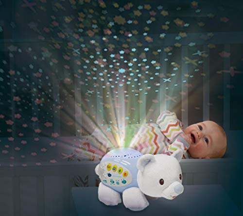 VTech Baby - Ártico estrellitas, Proyector de bebe con música relajante para ayudarle a dormir, historias, sonidos de la naturaleza, rimas infantiles y canciones de cuna, temporizador (80-506922)