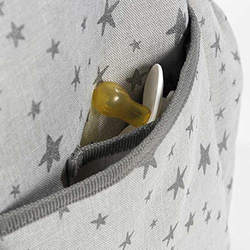 Walking Mum. Bolso Cambiador de Bebé Inspiration. Bolsa Canastilla para carro o para colgar al hombro. Incluye cambiador. Color gris con estrellas. Medidas 41 x 34 x 15 cm.