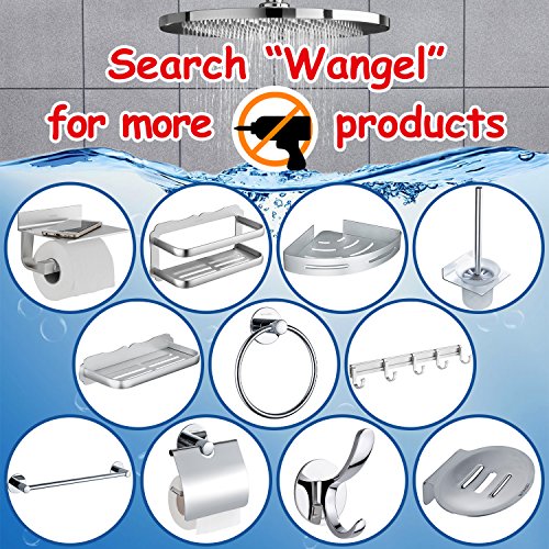 Wangel Estantería de Esquina para Baño Ducha, Pegamento Patentado + Autoadhesivo, Aluminio, Estantes