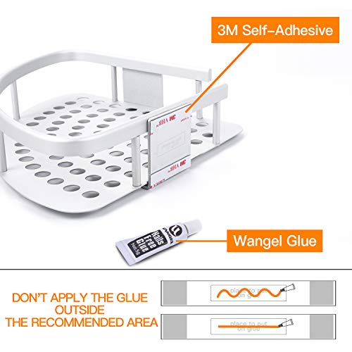 Wangel Estantería de Esquina para Baño Ducha, Pegamento Patentado + Autoadhesivo, Aluminio, Estantes