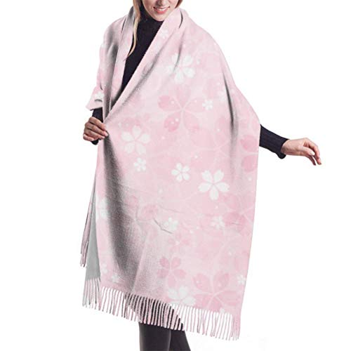 wangluhao Sakura Blossoms - Chal largo de invierno de cachemira bufandas para mujer para envolver chales para mujer (196 x 68 cm)