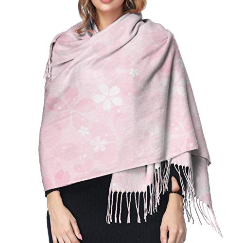 wangluhao Sakura Blossoms - Chal largo de invierno de cachemira bufandas para mujer para envolver chales para mujer (196 x 68 cm)