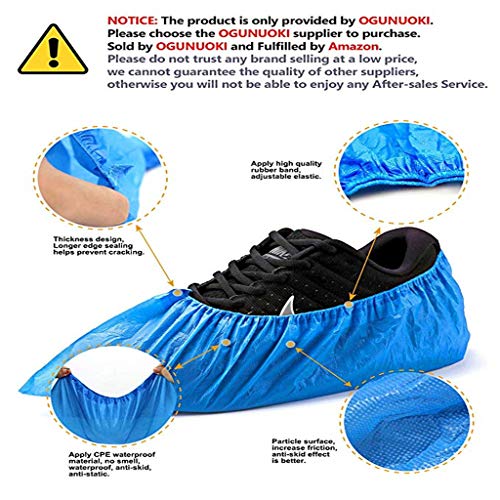 WARMWORD Cubrezapatos desechables para zapato/Cubrezapatos con suela reforzada,antideslizante, extra resistente,Impermeable a líquidos,unitalla,buen ajuste, y sin frustraciones 50 pares (Azúl,50pares)