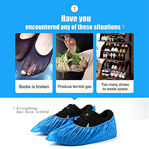 WARMWORD Cubrezapatos desechables para zapato/Cubrezapatos con suela reforzada,antideslizante, extra resistente,Impermeable a líquidos,unitalla,buen ajuste, y sin frustraciones 50 pares (Azúl,50pares)