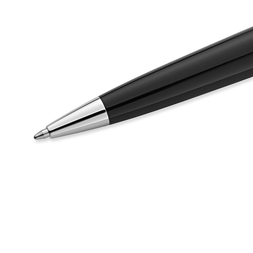 Waterman Expert bolígrafo, brillante con adorno cromado, punta media con cartucho de tinta azul, estuche de regalo, color negro