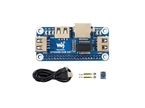 Waveshare Ethernet/USB HUB Hat for Raspberry Pi Stable Wired Ethernet Connection with 1x RJ45 Ethernet Port and 3X USB Ports Compatible with USB2.0/1.1 Fits The Zero/Zero W/Zero WH