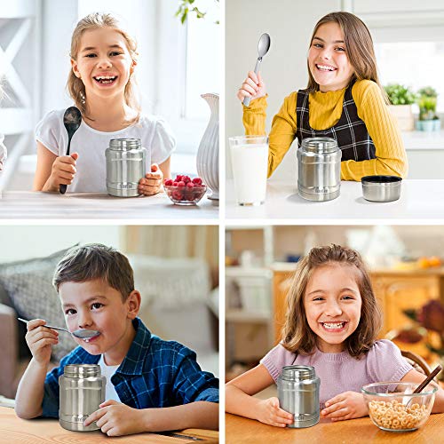 WayEee Termo para Sólido y Líquido Frasco Térmico de Acero Inoxidable con Cuchara Taza Aislada para Comida Bebida Termo Comida Cafe Pures Regalo para Mayores Adultos Niños,450ml