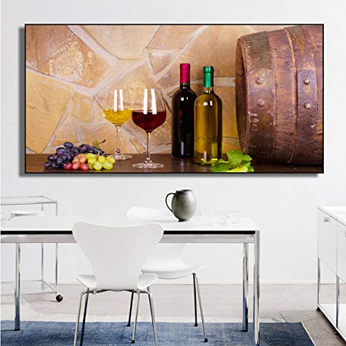 wcyljrb pintura al óleo Lienzo Pintura Nordic Vintage Wine Glass Collection Carteles e impresiones Retro Wall Art Picture Bar Kitchen Home Decor-60cmx90cm