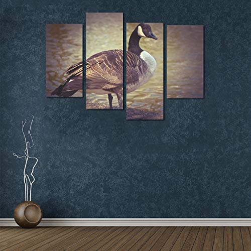 WDDHOME 4 Piezas Decoración de baño Arte de Pared Ganso Animal Aves Aves de Corral Ganso Silvestre Ganso Gander Niños Habitación Decoración de Pared Sin Marco Sala de Estar Oficina Hotel Decoración