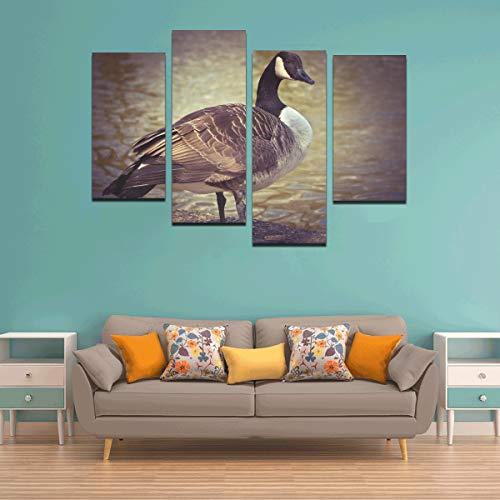 WDDHOME 4 Piezas Decoración de baño Arte de Pared Ganso Animal Aves Aves de Corral Ganso Silvestre Ganso Gander Niños Habitación Decoración de Pared Sin Marco Sala de Estar Oficina Hotel Decoración