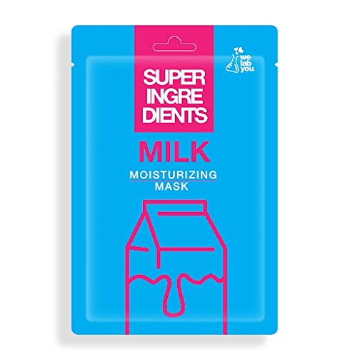 WE LAB YOU - Super Ingredients Milk Moisturizing Mask, Mascarilla Coreana Hidratante 100% Algodón, 10 Unidades