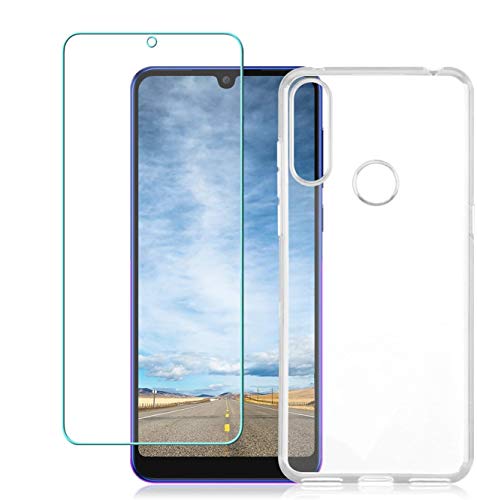 Weideworld Funda para Alcatel 3X 2020 + [2 Piezas] Cristal Templado, Ultra Fina Silicona Transparente TPU Carcasa Anti-Choque Anti-arañazos Case para Alcatel 3X 2020