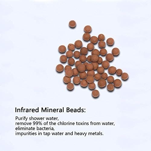 Wemk 7 Paquetes de Perlas Minerales para Alcachofa de Ducha, Perlas de Filtrado de Diámetro de 2.5mm, con 2 Juntas de Goma O-Ring para Manguera, Bolas de Filtro de Cabezal de Ducha